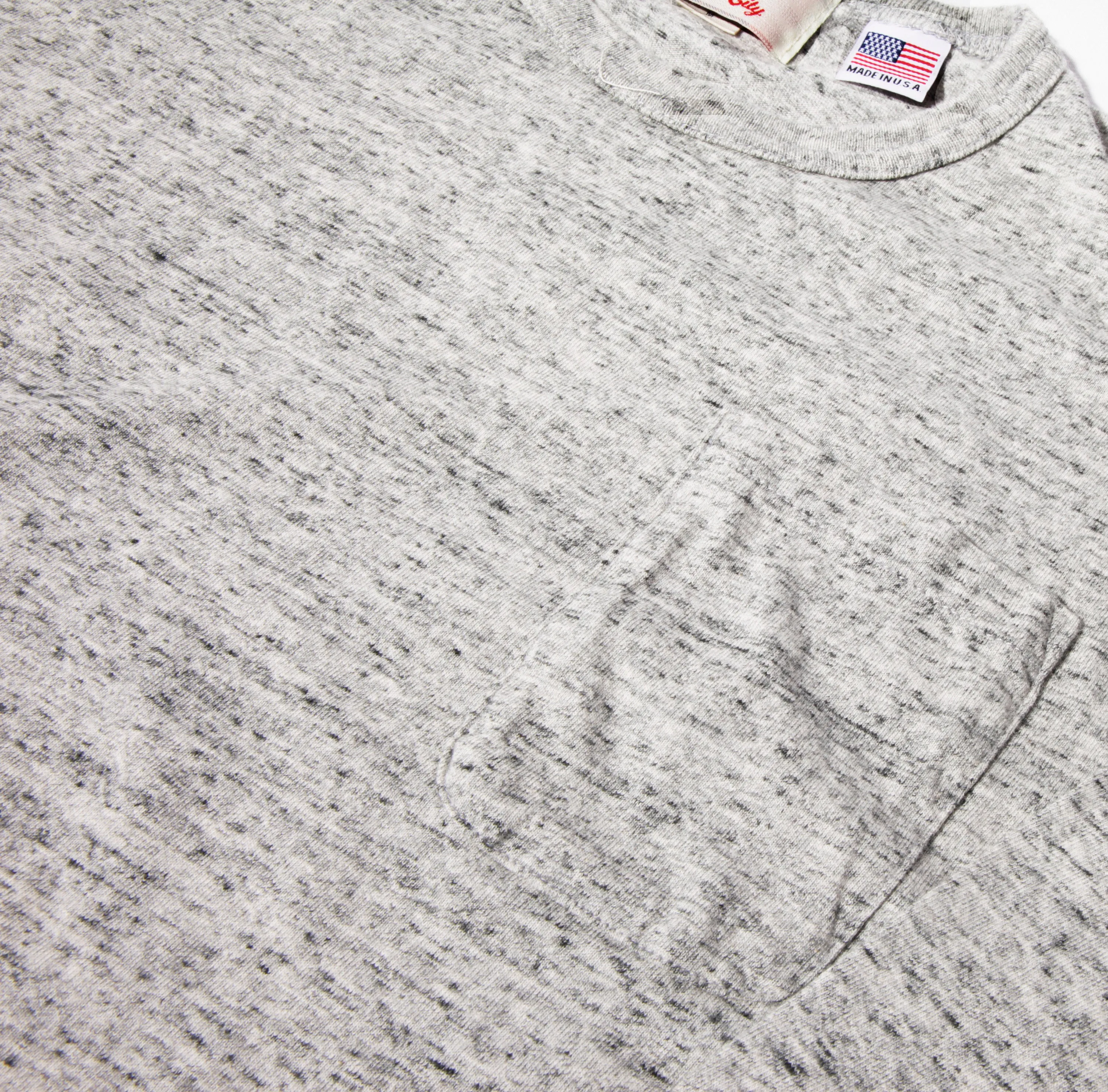 DoubleStitched Seams Long Sleeve Heather Grey Pocket Tee