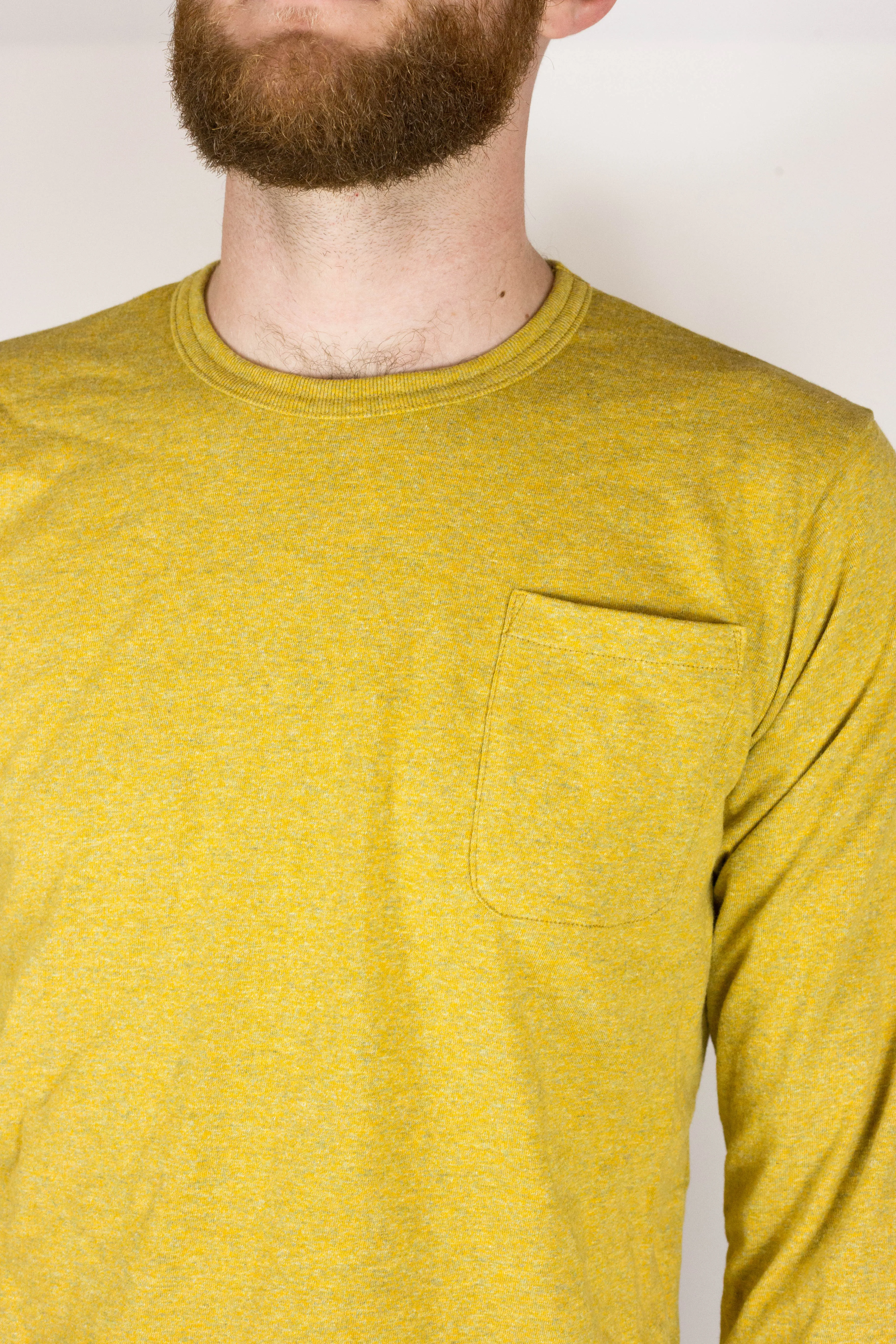 Long Sleeve Heather Grey Pocket Tee FlexFitTechnology