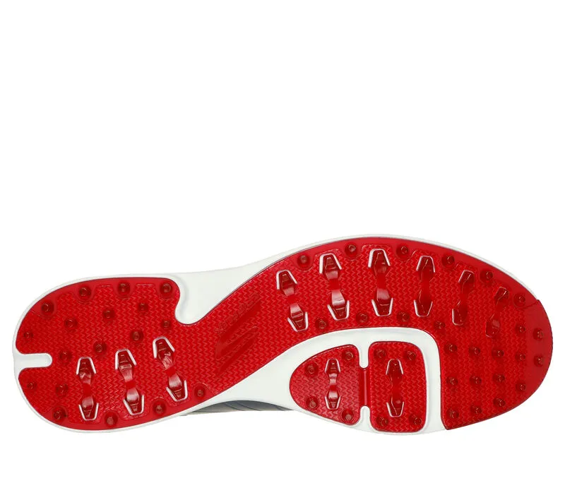 Skechers Men's Go Temop Golf Shoes- Grey/Red Firm Grip Traction pattern