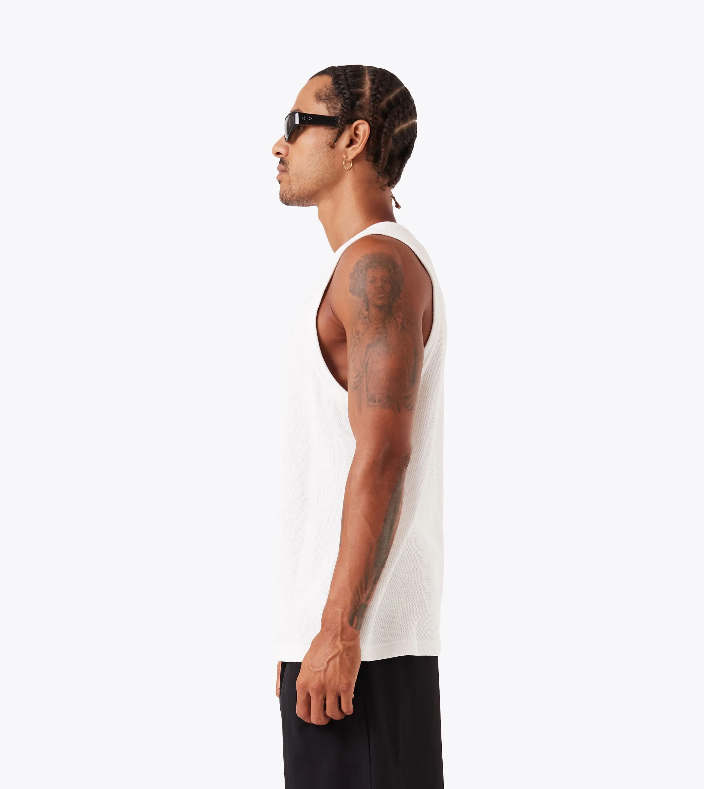 color blocking Lightweight Comfort Waffle Tank Vintage White