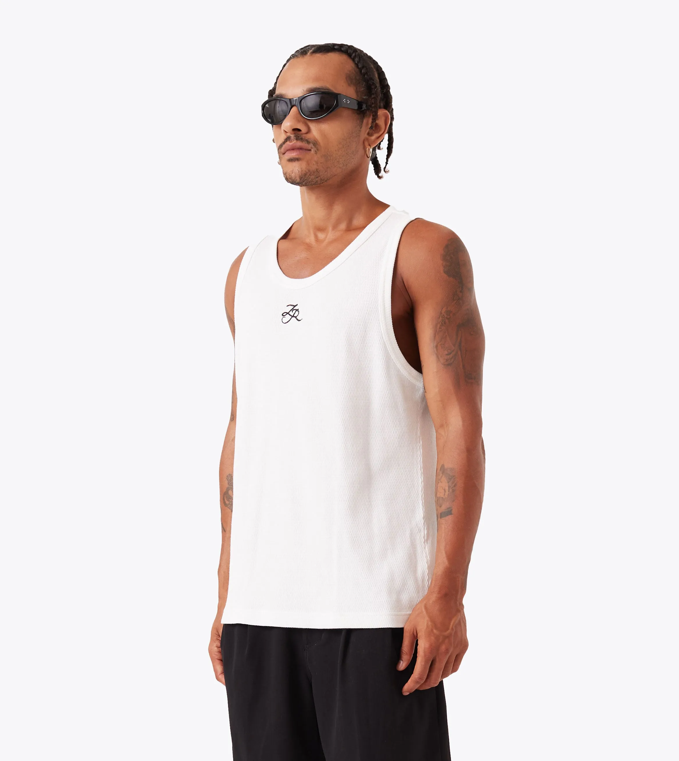 Waffle Tank Vintage White Odor Resistant Material