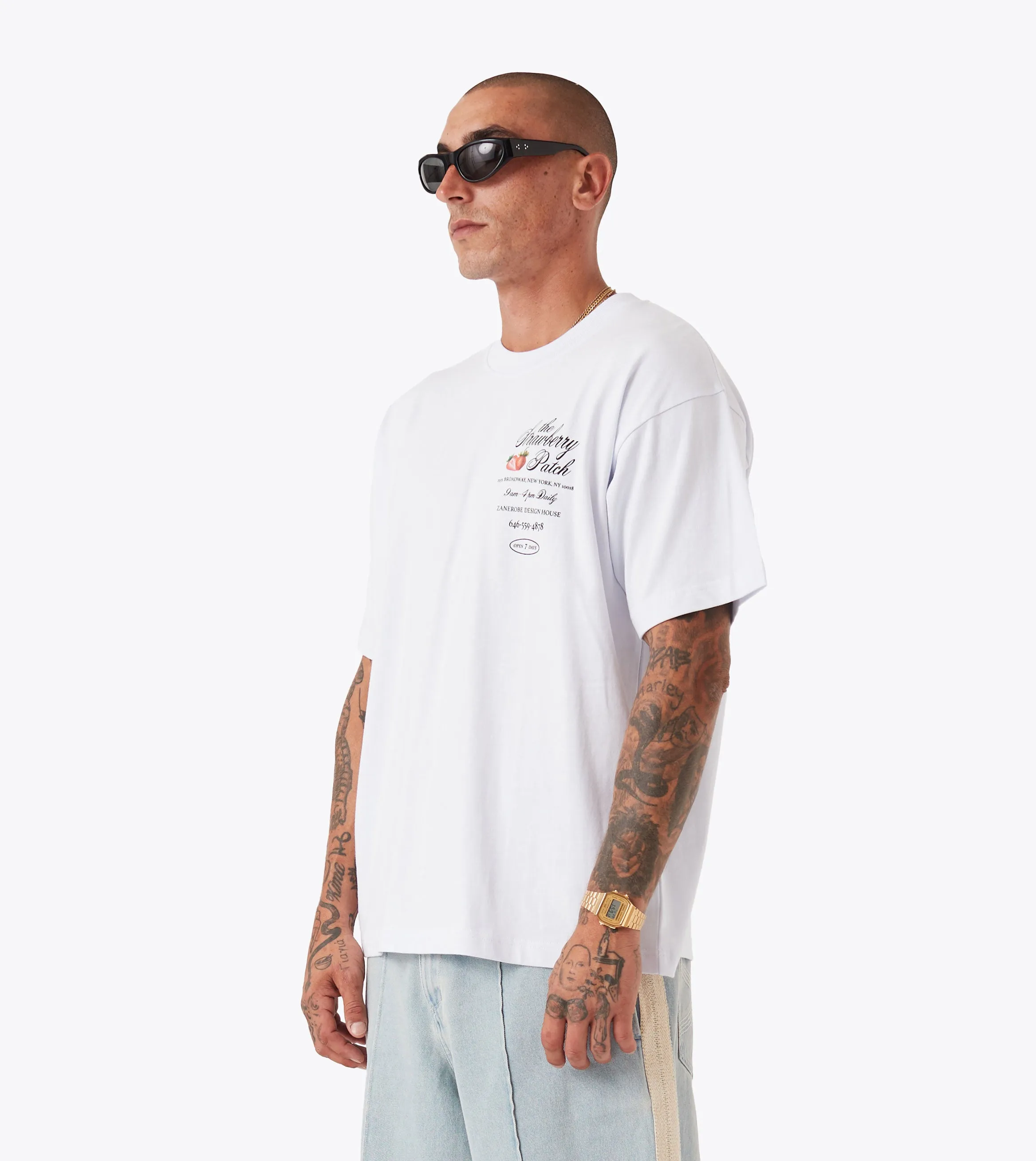 Strawberry Box Tee White High Durability Weave