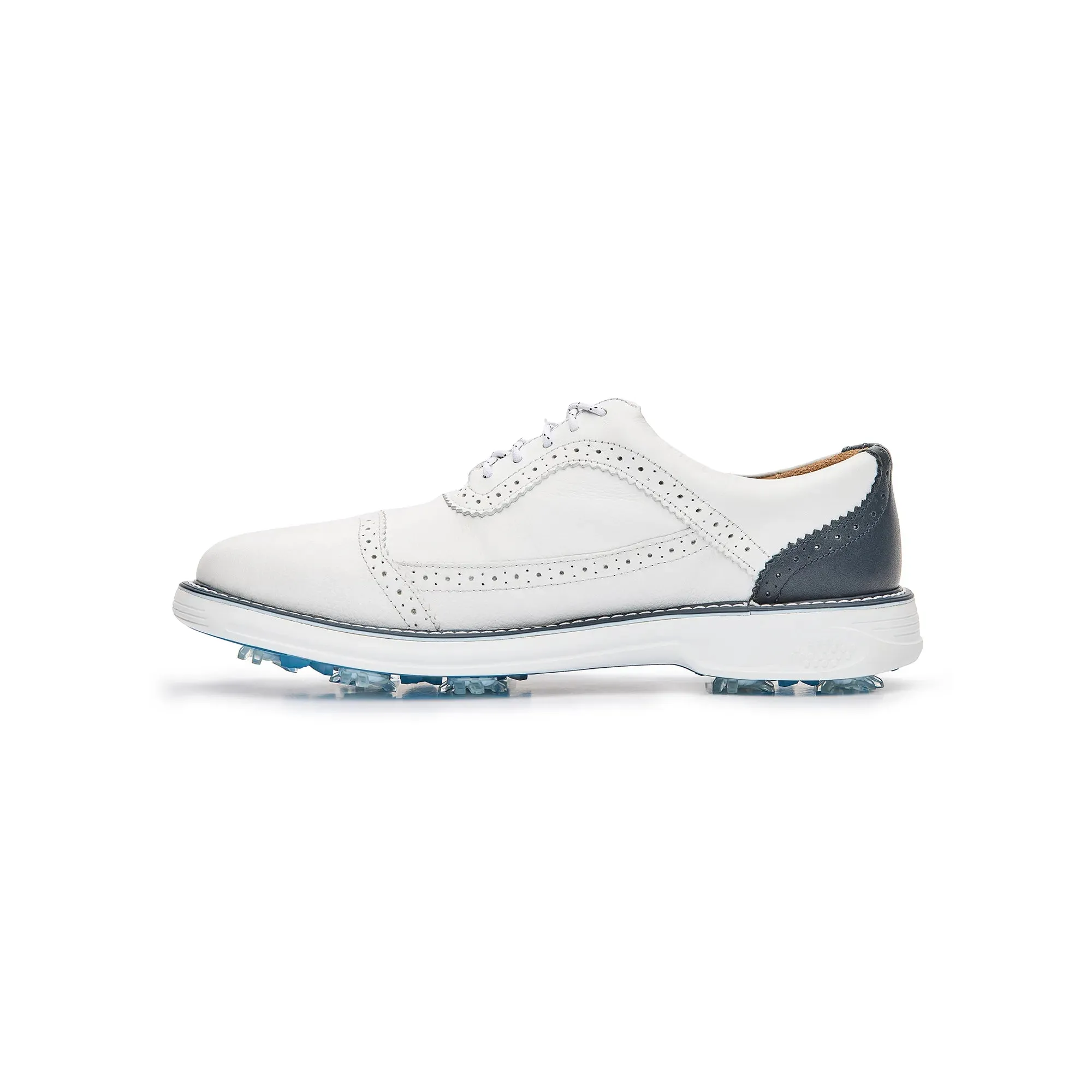 Legacy Hope Pro Spiked Golf Shoes White Blue Easy Step Comfortable Heel