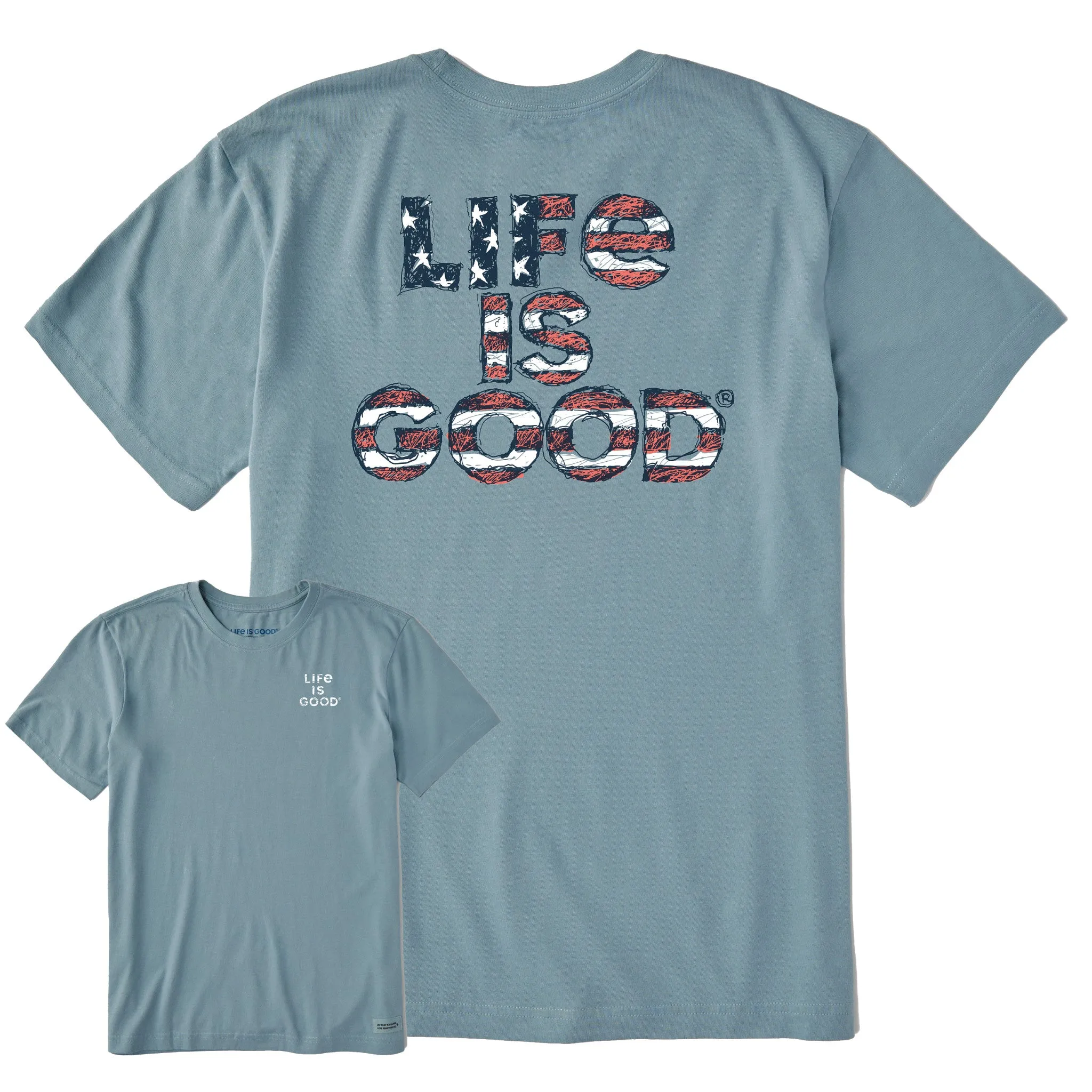 Men's Scribble Flag Stack Short Sleeve Crusher Tee Essential Fit Outdoor Adventure