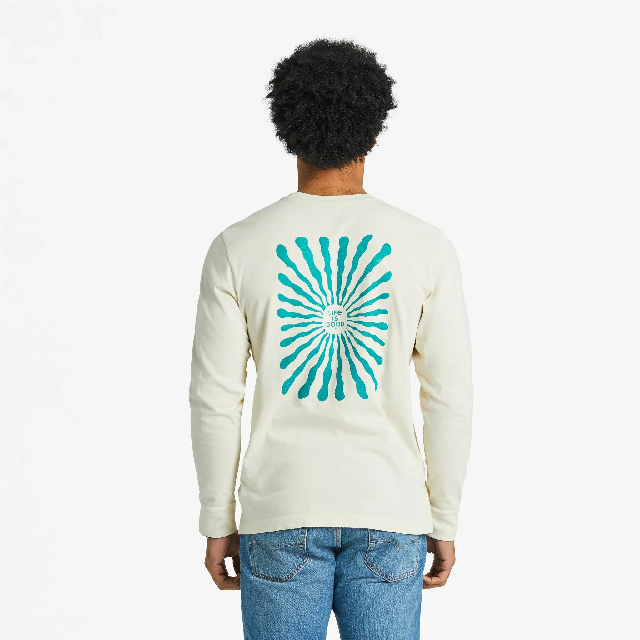 Perfect Style Men's Radiating Sun Long Sleeve Crusher Tee