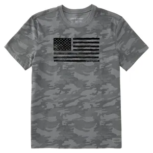 Active Fit Cozy Comfort Look Men's Rustic American Flag Short Sleeve Allover Printed Crusher Tee