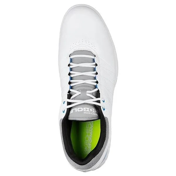 Smooth ride Silk Feel Skechers Men's GO GOLF Pivot Spikeless Golf Shoes - White / Grey / Blue