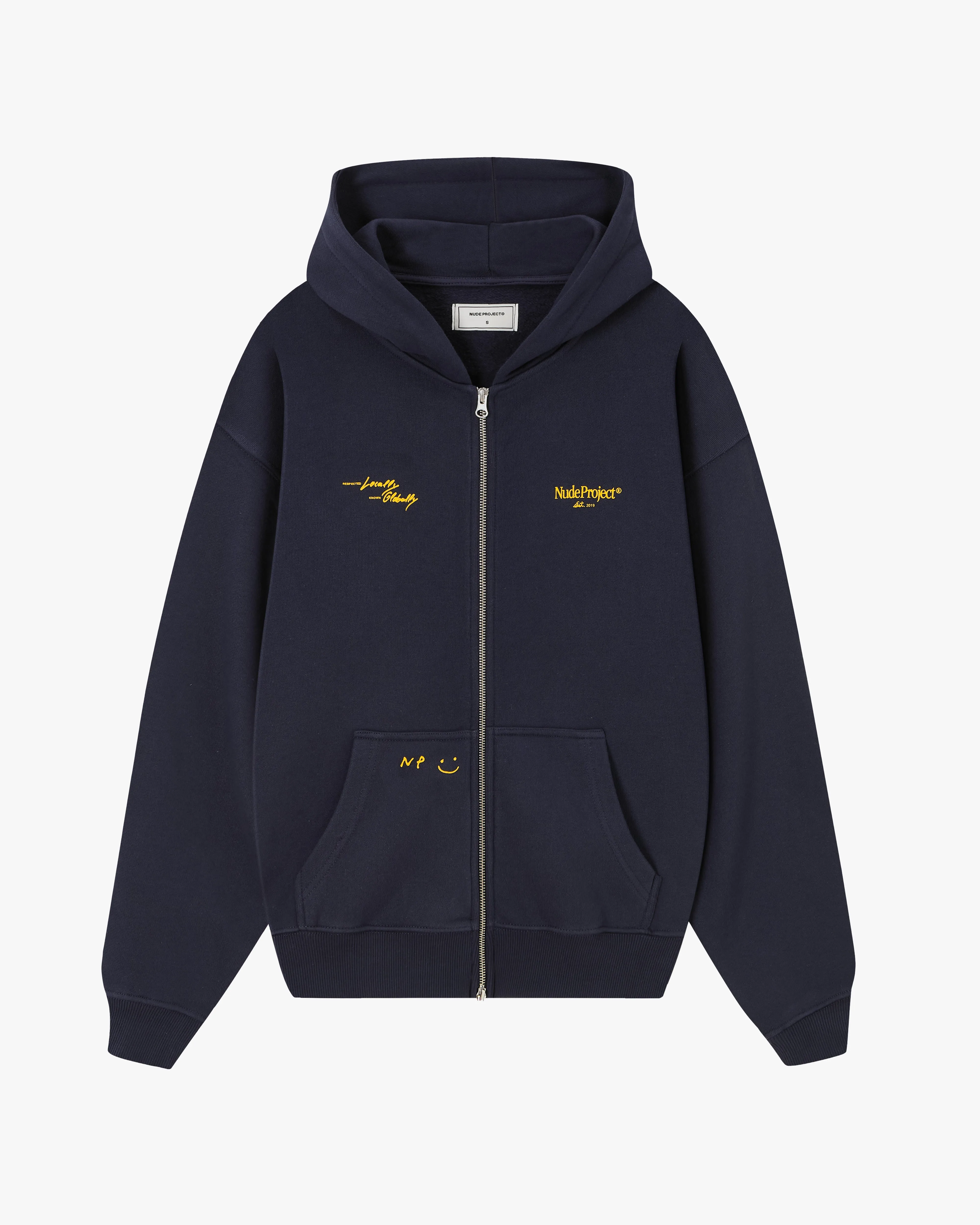 Global Soon Zip-Up Hoodie Navy crew neck Home friendly
