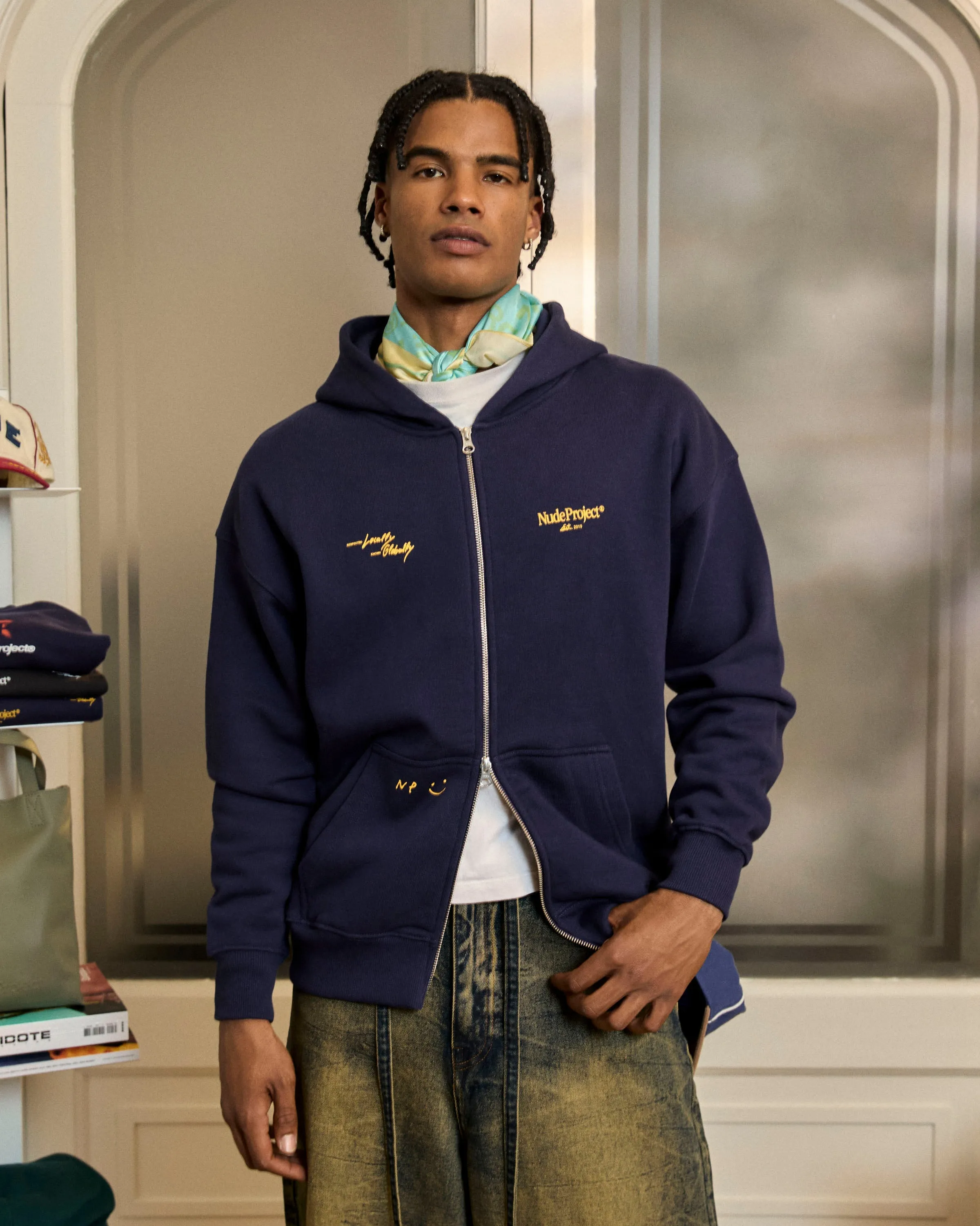 Global Soon Zip-Up Hoodie Navy product bright vibrancy