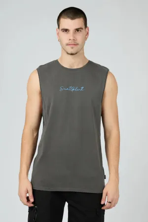 Sporty Jacket Comfortable Tunic Link Script Muscle Washed Black