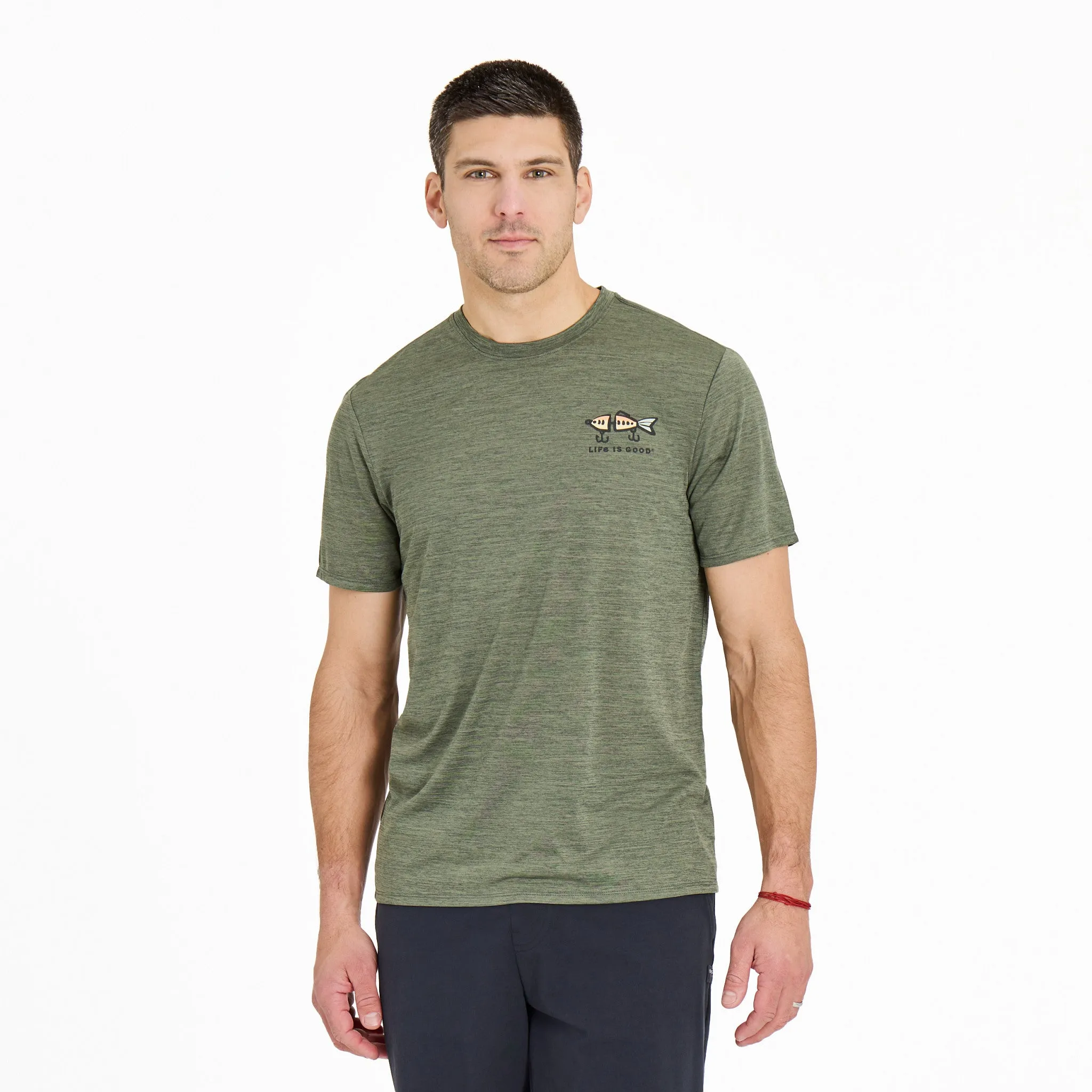 Men's Vintage Fish More Worry Less Sun Crusher Tee SoftenedNeckline Sport Wear