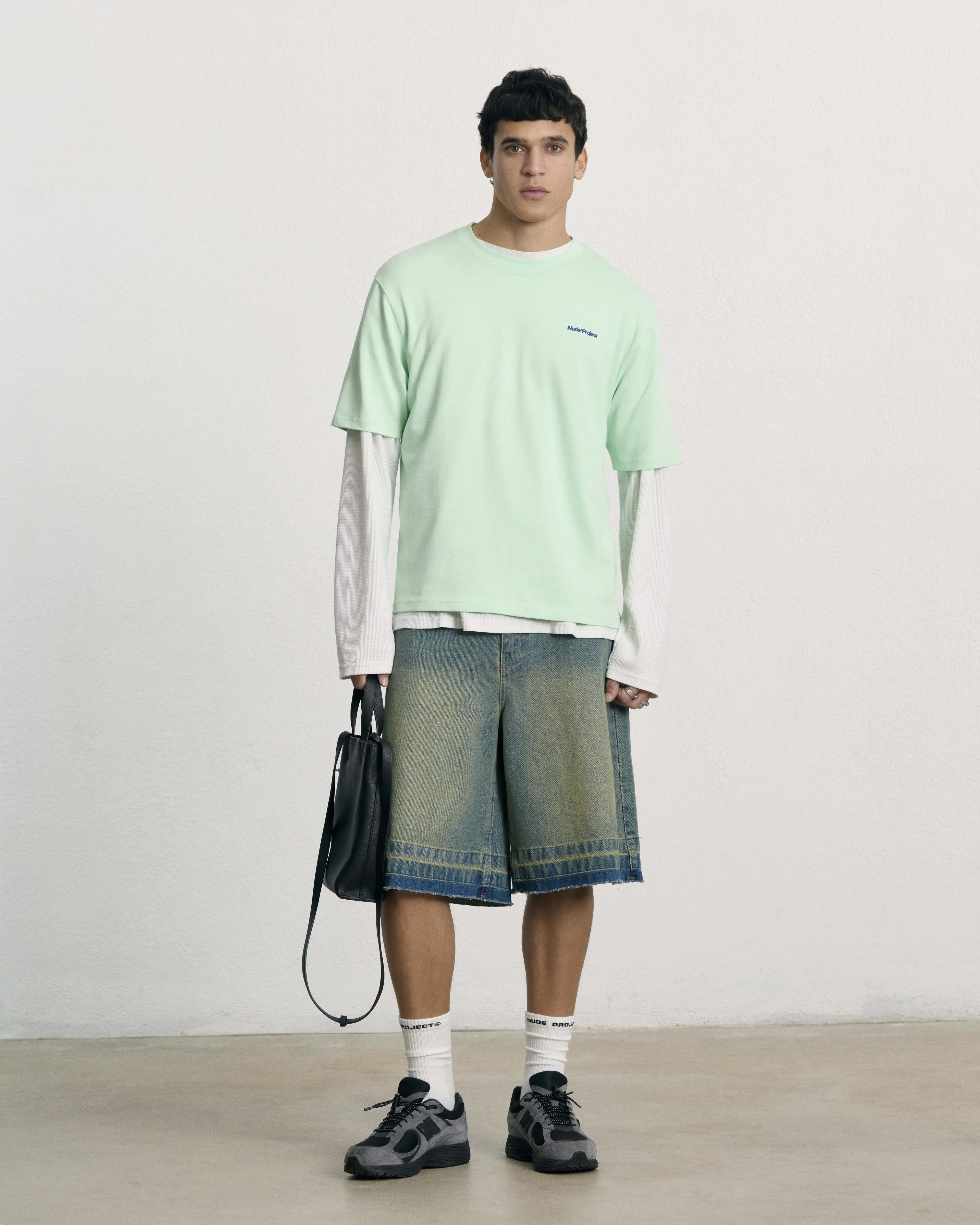 Winter Warmth Minimalist Style Picnic Style Old Baggy Denim Shorts Indigo