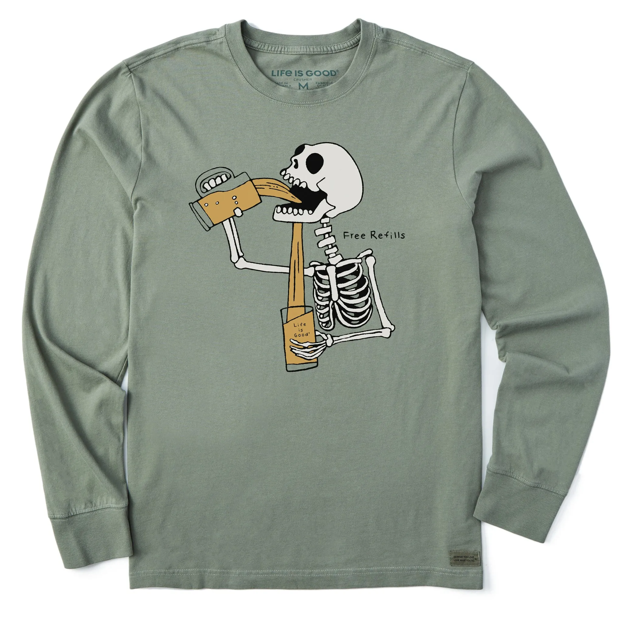 sequined details FlexibleCollarOptions Men's Free Refills Skeleton Long Sleeve Crusher Tee