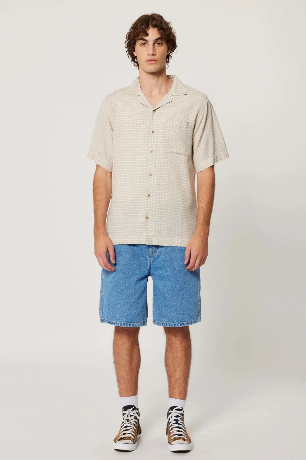 Bowler Check Shirt Natural Check Oversized Cut Valentine's Day