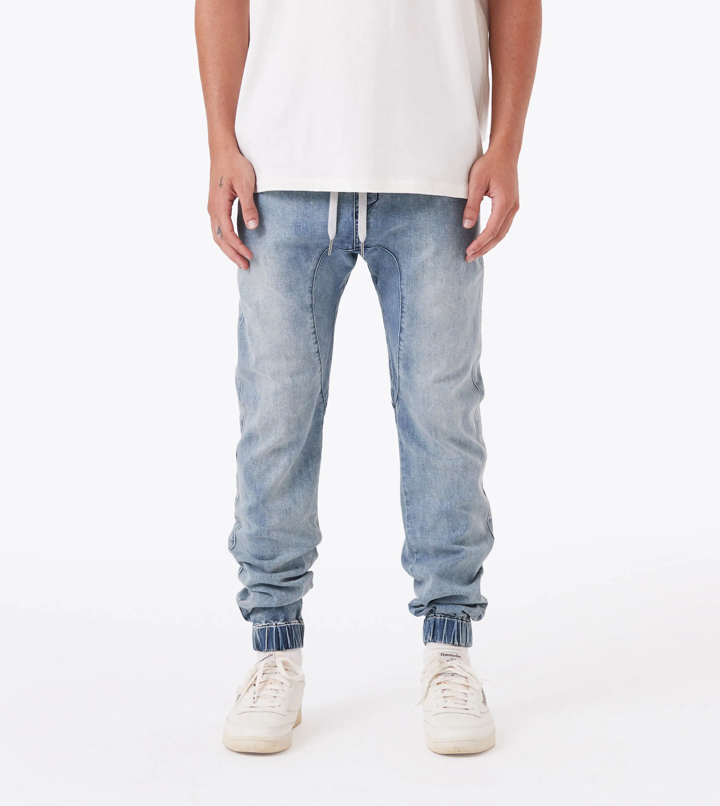 Chill Style Sleek Waist Sureshot Denim Jogger Dk Blue