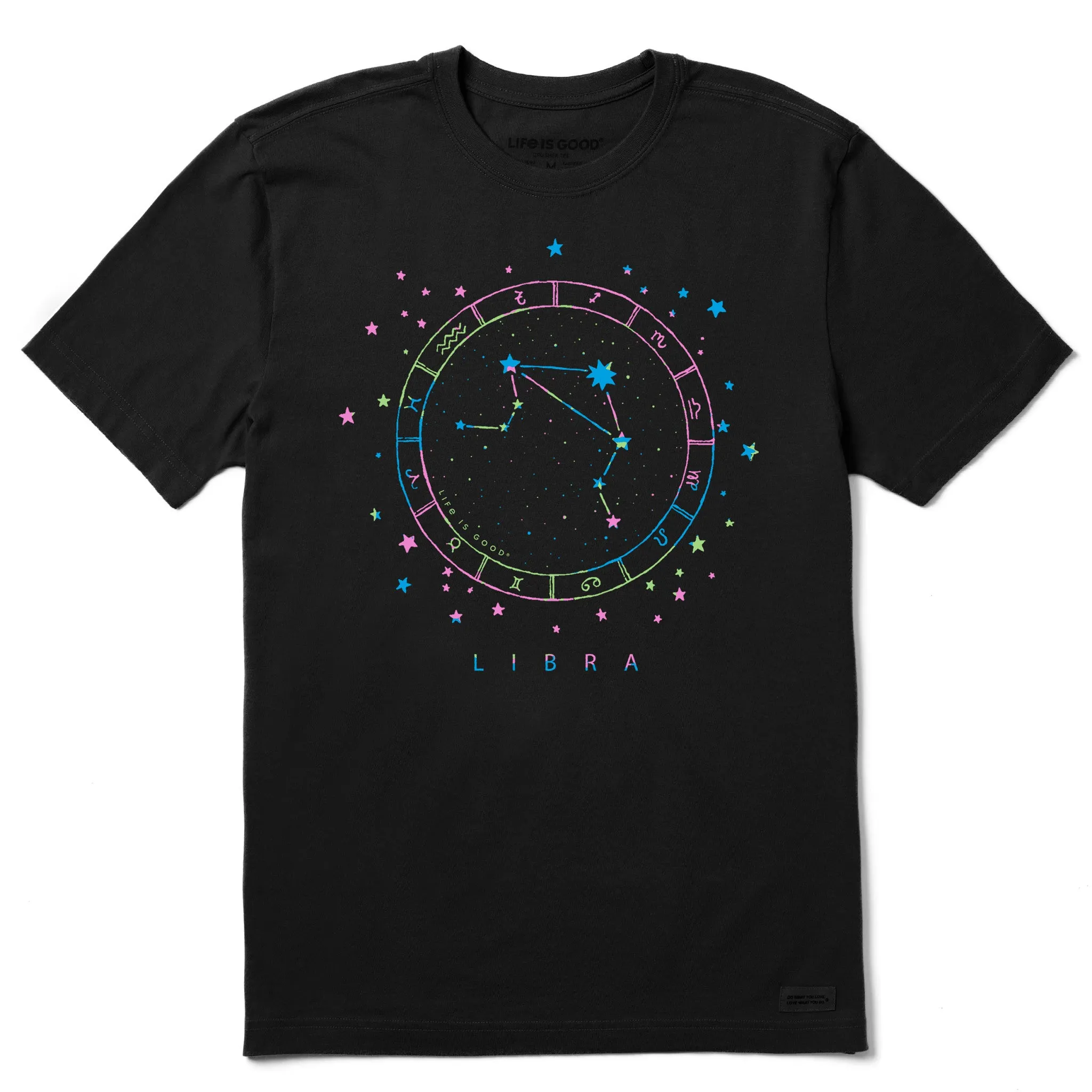 Men's Zodiac Constellation Libra Short Sleeve Crusher Tee Crew Neck Design