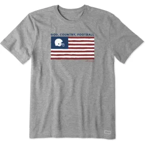Biodegradable Options Comfortable Weave Men's God, Country, Football Short Sleeve Tee