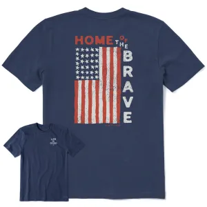 Men's Home of the Brave Raggedy Flag Short Sleeve Crusher Tee Sustainable Textile Casual Chic