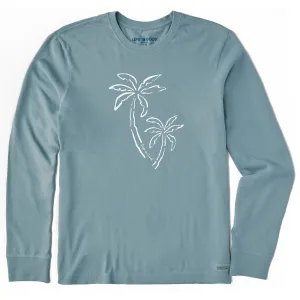 Versatile Style Trend Urban Look Men's Two Simple Palms Long Sleeve Crusher Tee