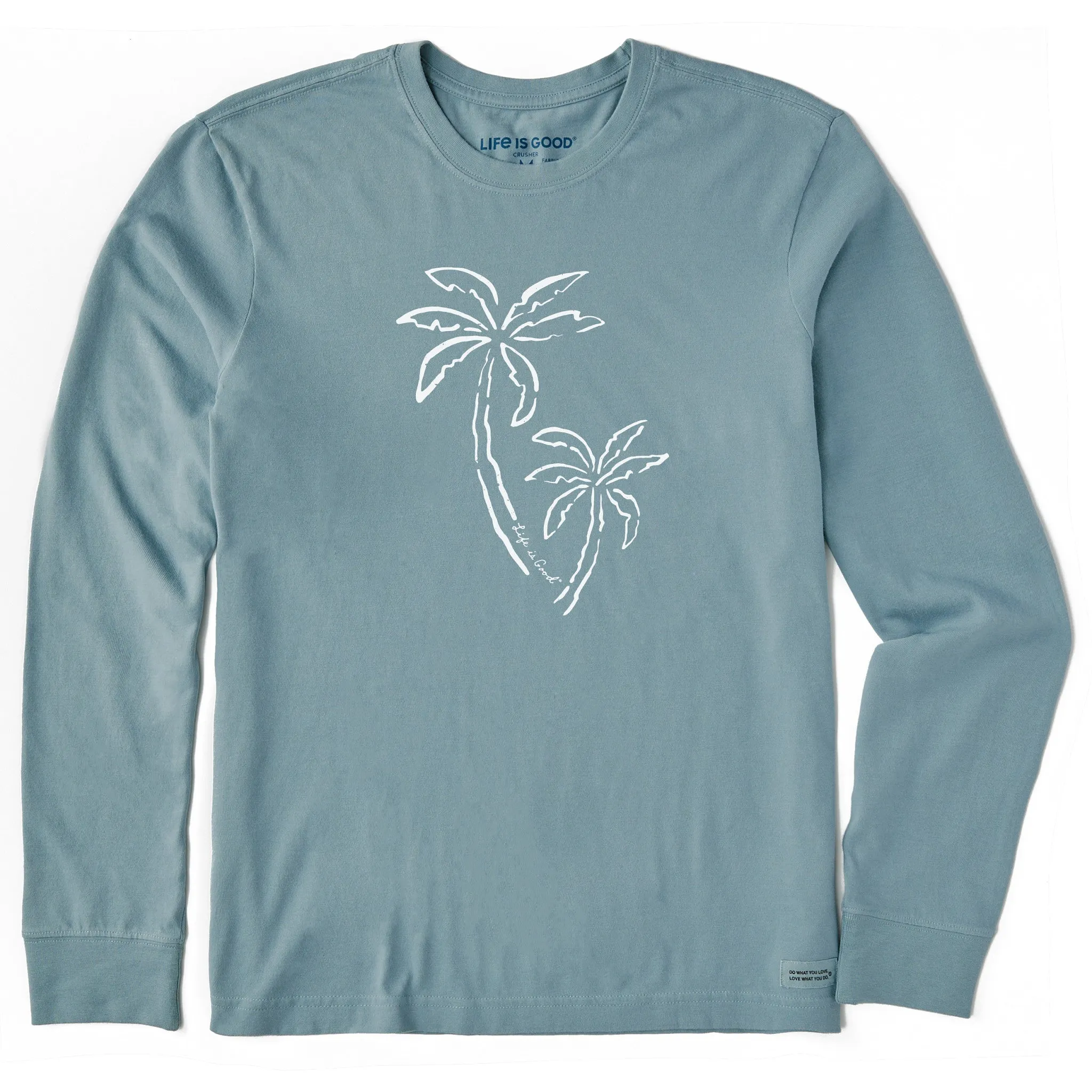 Men's Two Simple Palms Long Sleeve Crusher Tee Wrinkle Resistant Skin Friendly Lining