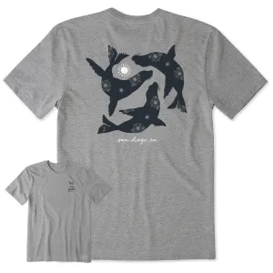 Men's Sea Lion Silhouettes Short Sleeve Crusher Tee Versatile Outfit High-Quality Fabric