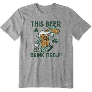 Flexible Waist Playful Prints Men's This Beer Isn't Gonna Drink Itself Short Sleeve Crusher Tee