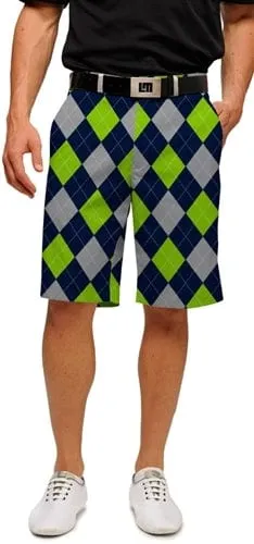 Loudmouth Golf: Men's Shorts - SeaGuile (Blue, Silver & Sea Green Argyle) transportation industry