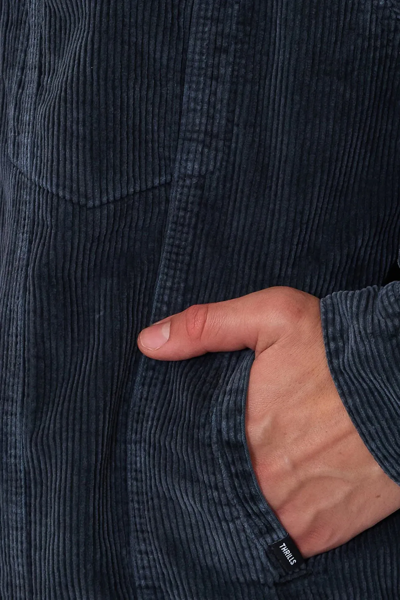 High End Look Neutral palette Oversized Sherpa Wanderer Cord Jacket Ebony