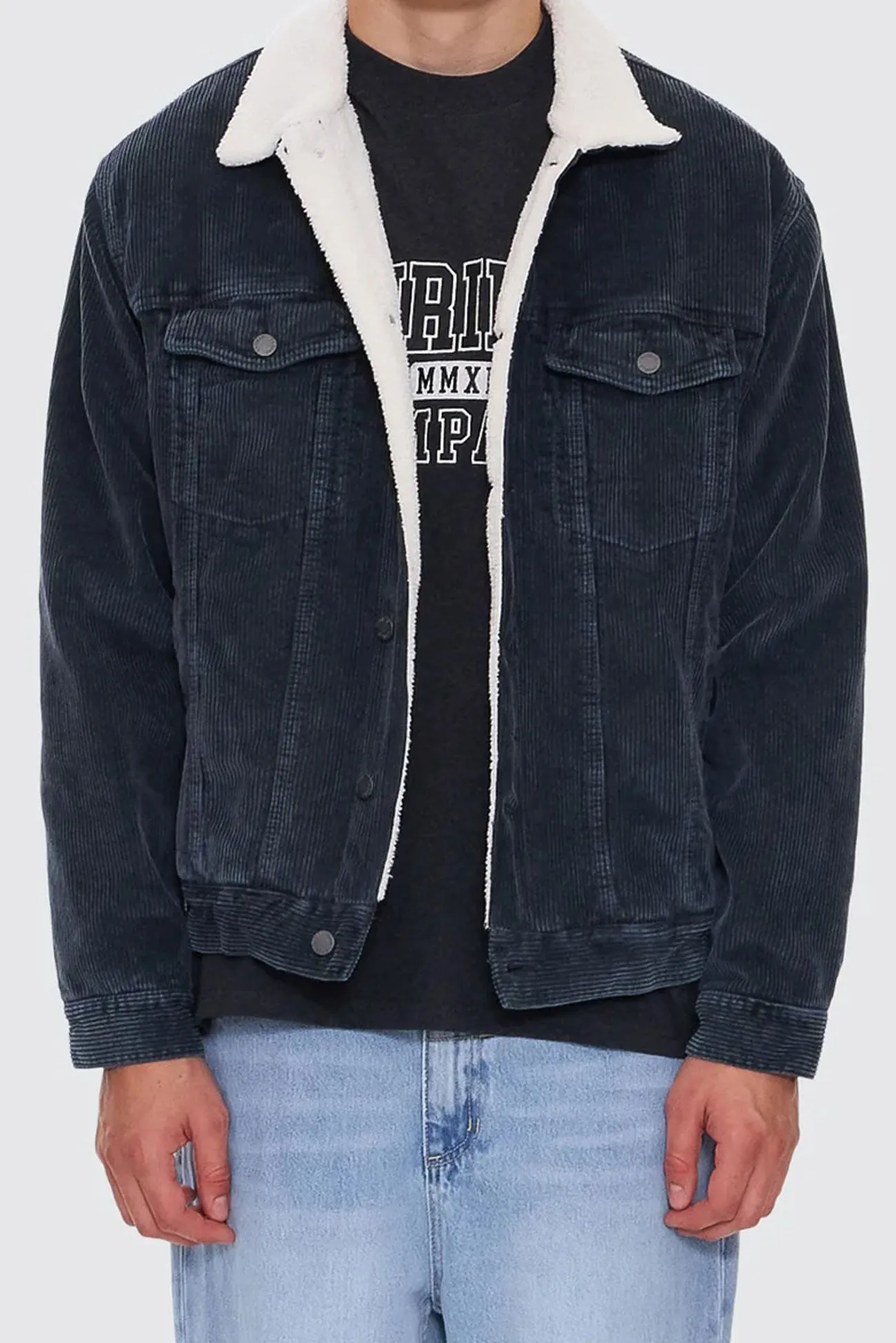 Oversized Sherpa Wanderer Cord Jacket Ebony Flexible Joint Mobility