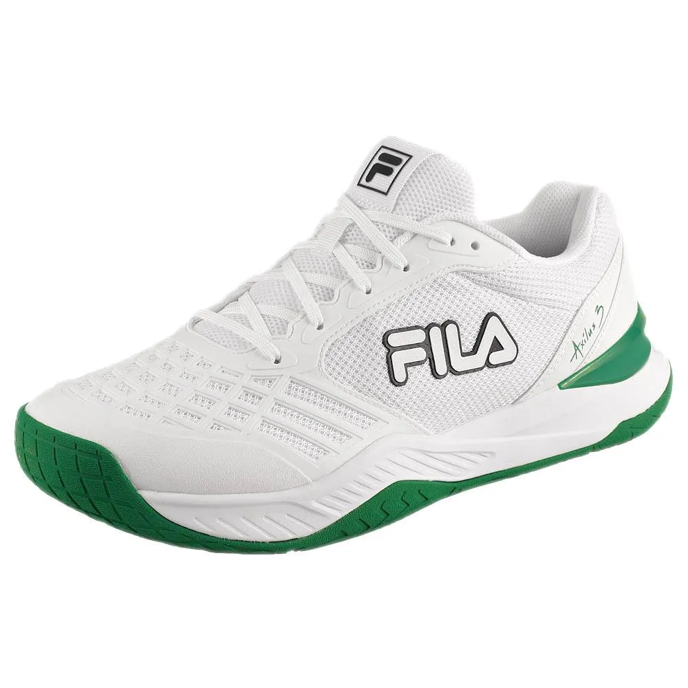 Fila Men's Axilus 3 - White/Courtway Green Slip Resistant Cushioned Insole