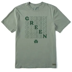 Men's Green Short Sleeve Crusher Tee Comfy Casual Layerable Look