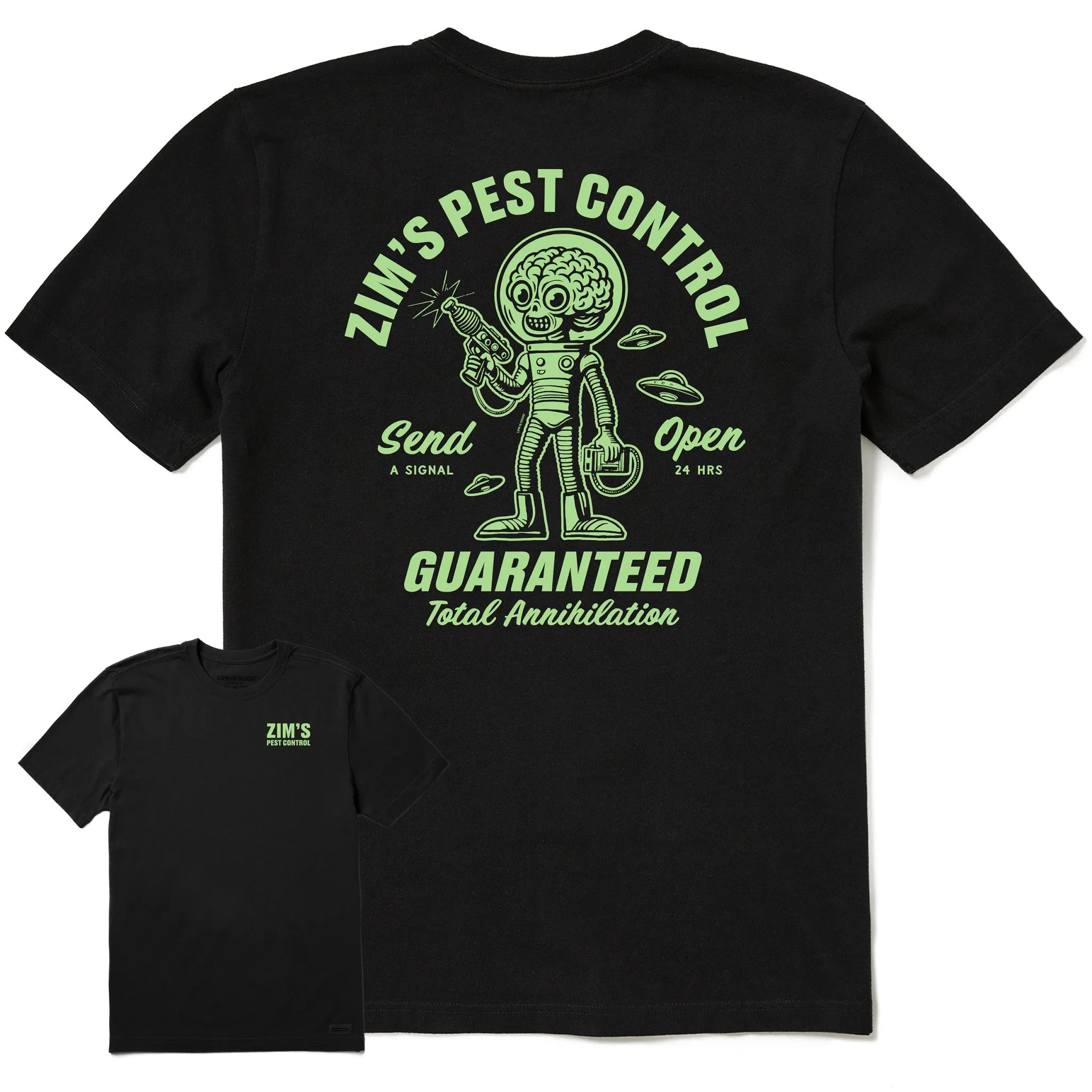Men's Zim's Pest Control Short Sleeve Crusher Tee Sport Fit Practical Comfort