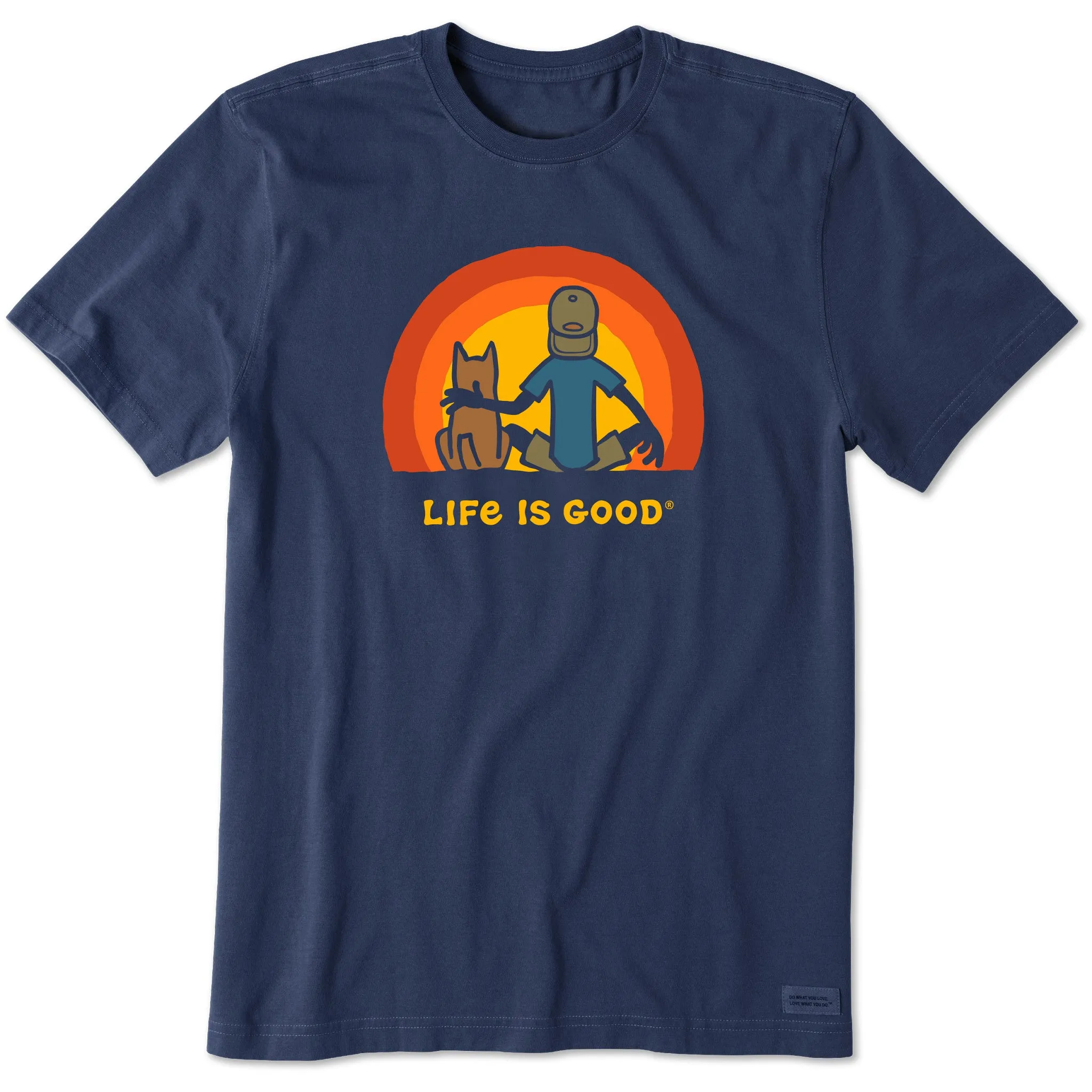 Men's Sunset Buddies Jake and Rocket Short Sleeve Crusher Tee Quick Dry Wear Fit Comfort Waist