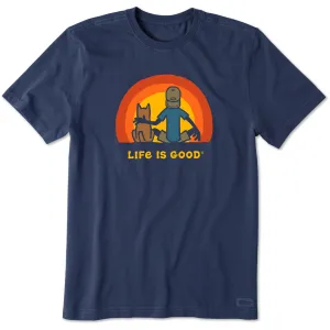 Men's Sunset Buddies Jake and Rocket Short Sleeve Crusher Tee Quick Dry Wear Fit Comfort Waist