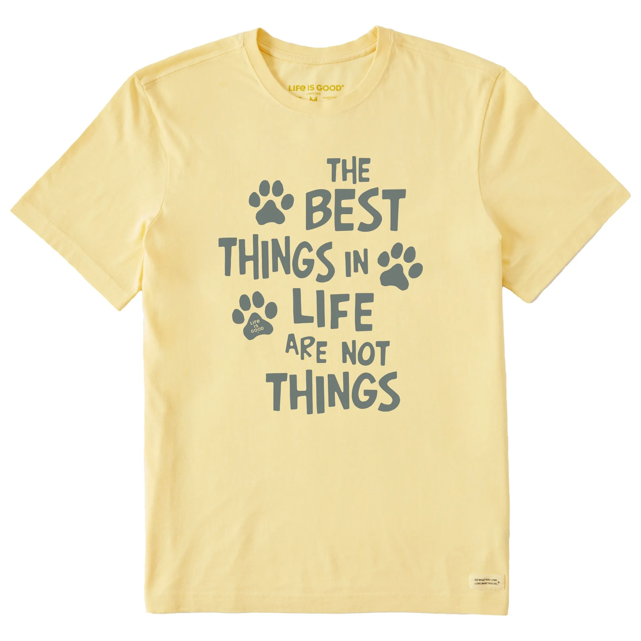 Trendy Vibes Stretchable Weave Men's Wordsmith Best Things in Life Paws Short Sleeve Crusher Tee