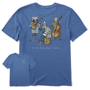 Trendy Fashion Light Fit Men's Play it Twice Animal Folk Band Short Sleeve Tee