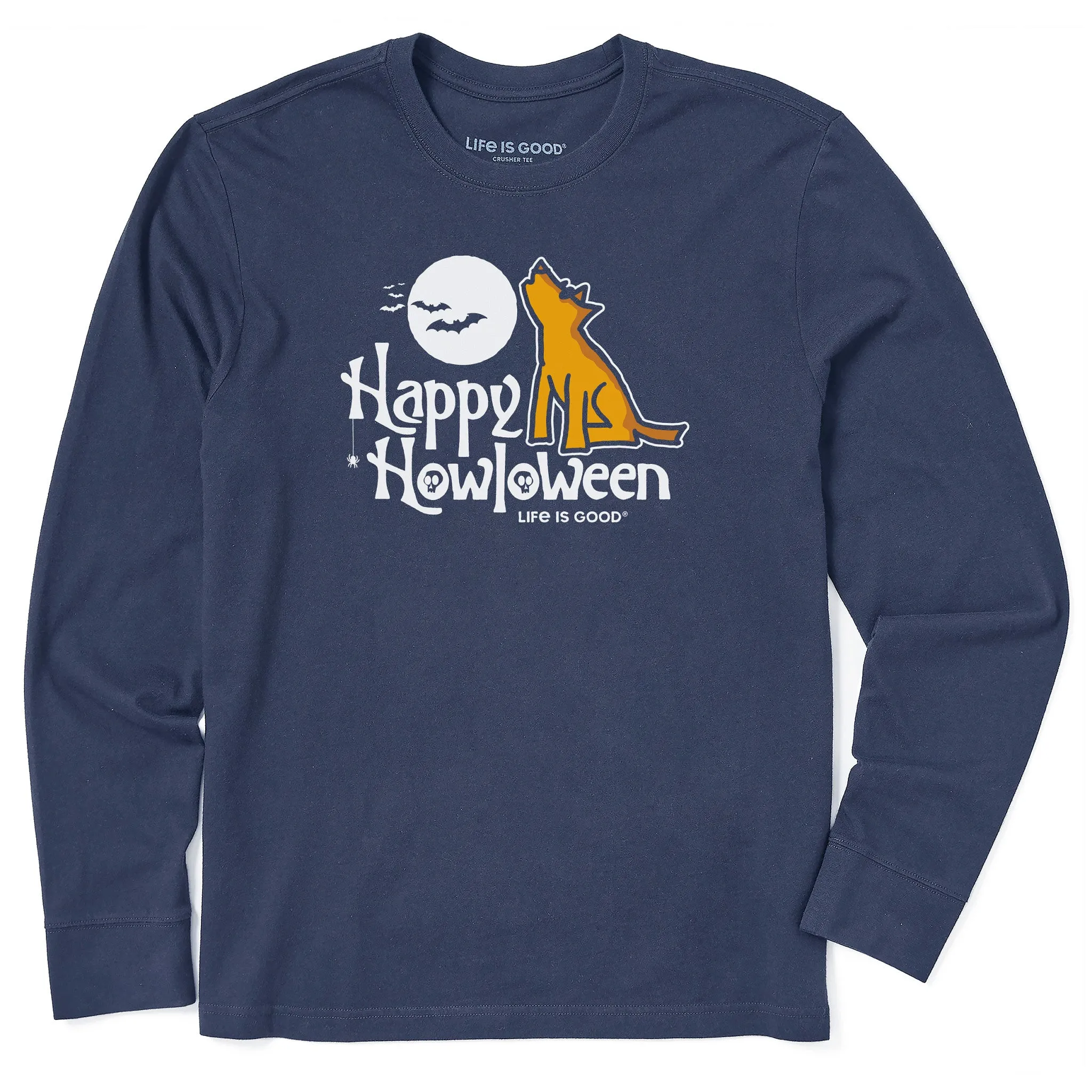 Plus size confidence Wrinkle-Free Men's Rocket Happy Howloween Long Sleeve Crusher Tee