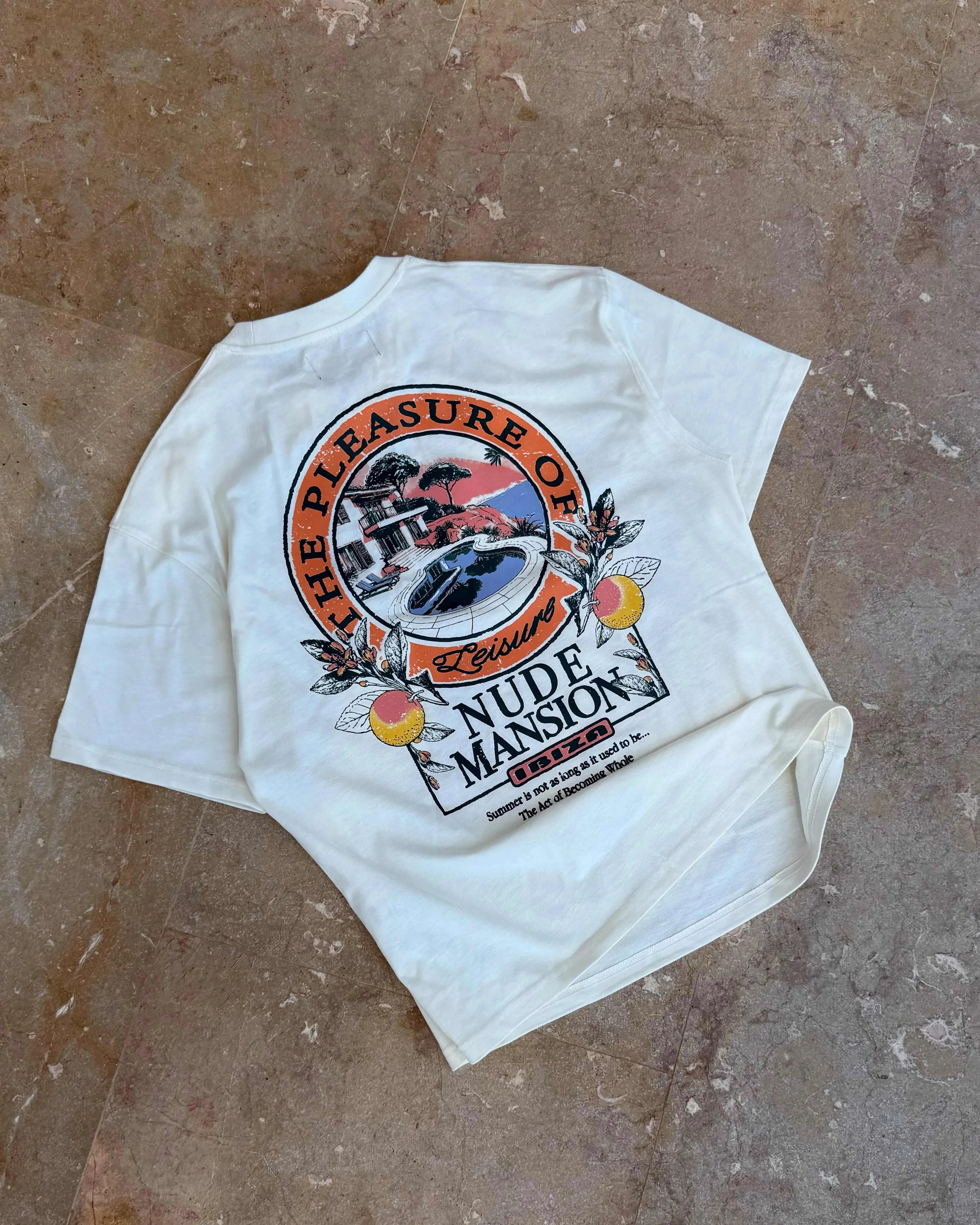 Yarn Dyed Stripes sequined details Mansion Tee Marshmallow