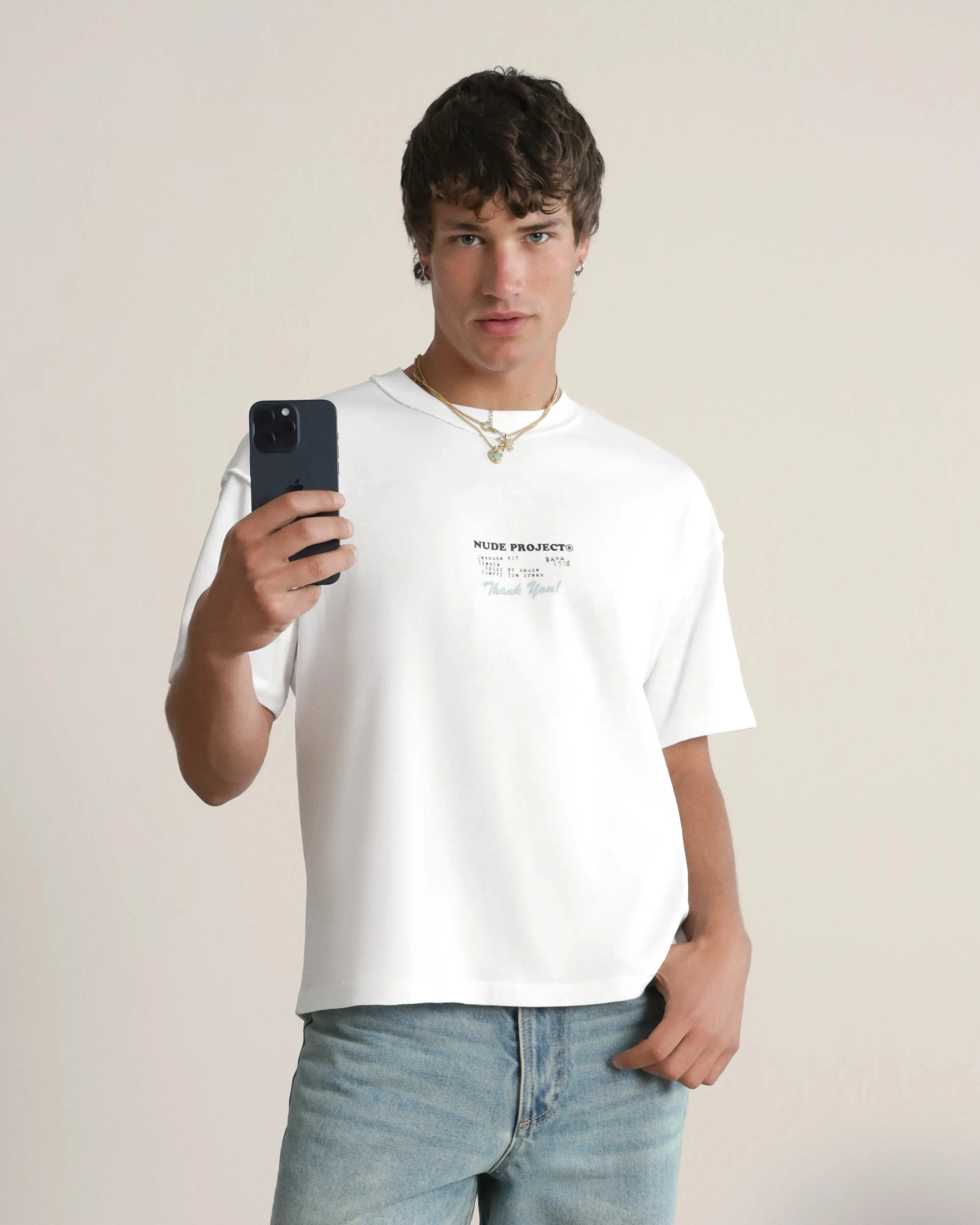 Minimalist Design High Density Fabric Fuck Normal Tee White