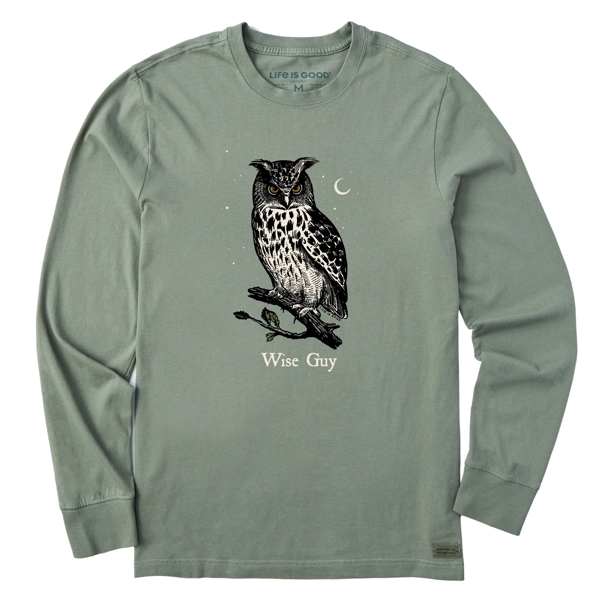 Seasonal Outfit OekoTexCertified Men's Wise Guy Owl Long Sleeve Crusher Tee