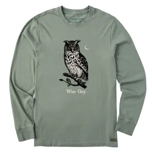 Seasonal Outfit OekoTexCertified Men's Wise Guy Owl Long Sleeve Crusher Tee