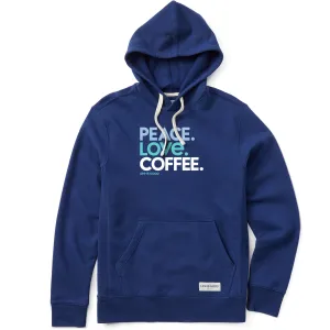 Men's Peace Love Coffee Simply True Fleece Hoodie Chill Comfort Cool Vibes