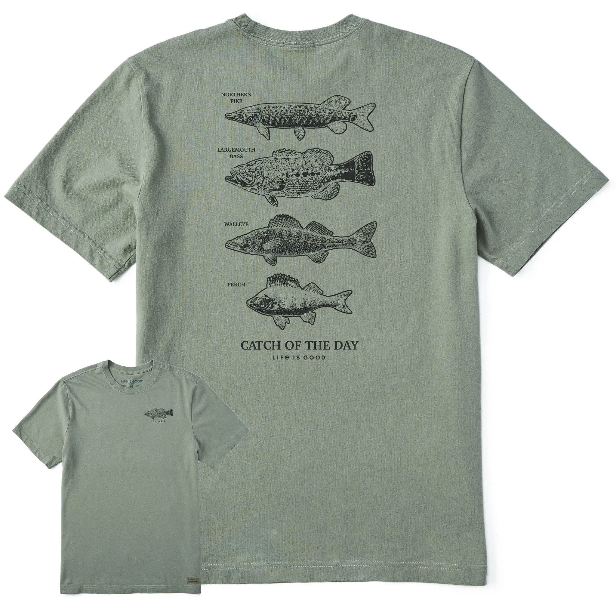 Anti Pill Surface Men's Freshwater Catch of the Day Short Sleeve Crusher Tee
