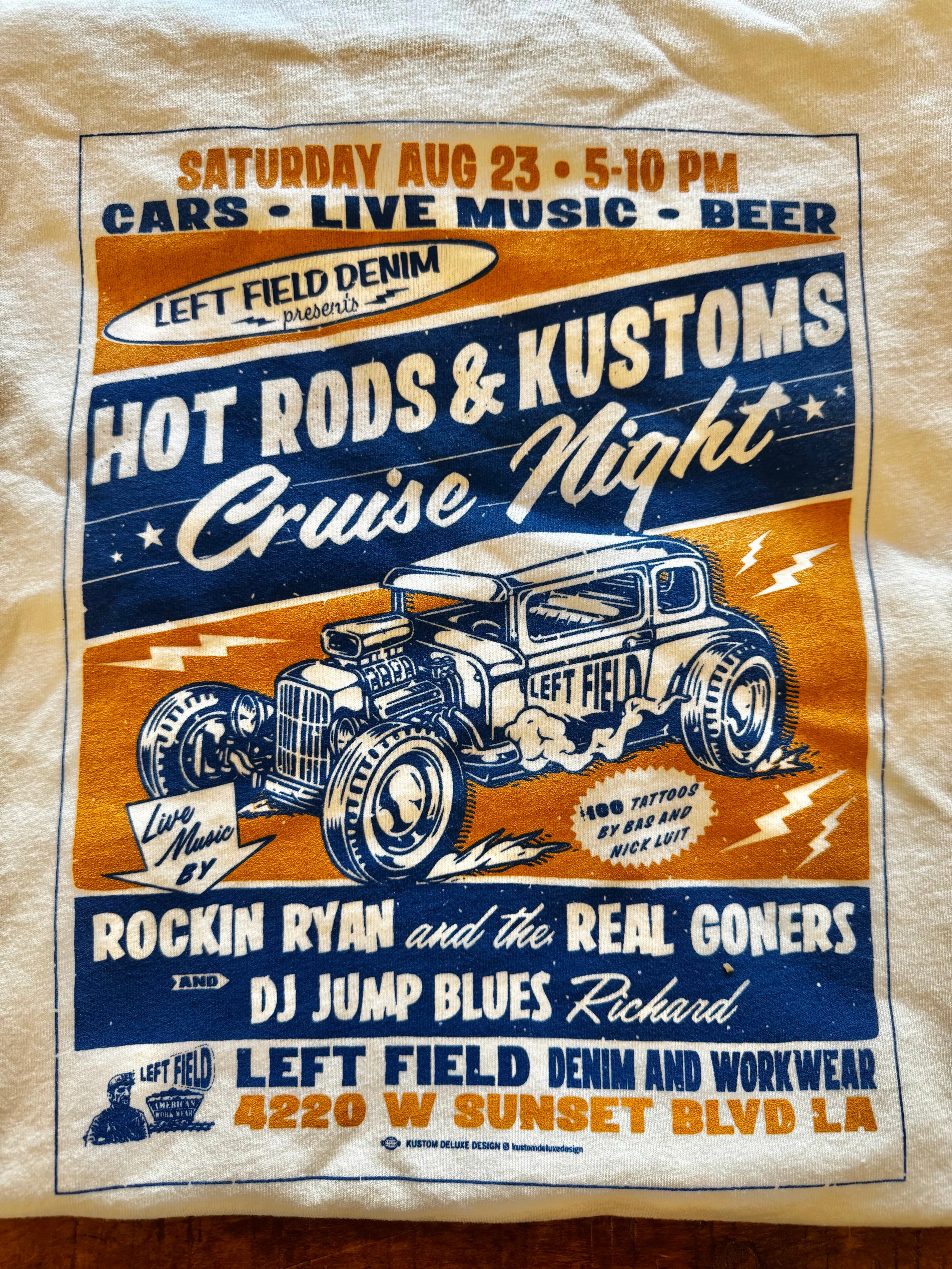 Left Field Hot Rod & Kustoms Cruise Night Tee Thin Core
