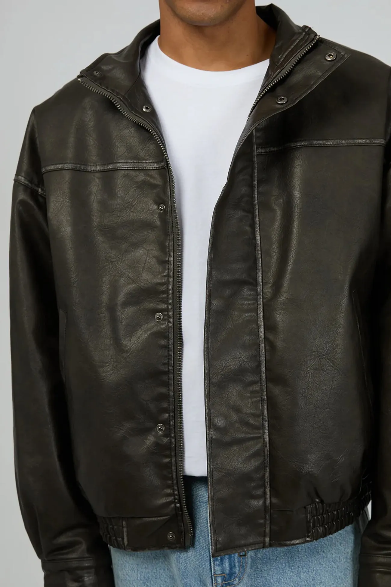 Elastic cuffs Harley Pleather Jacket Black