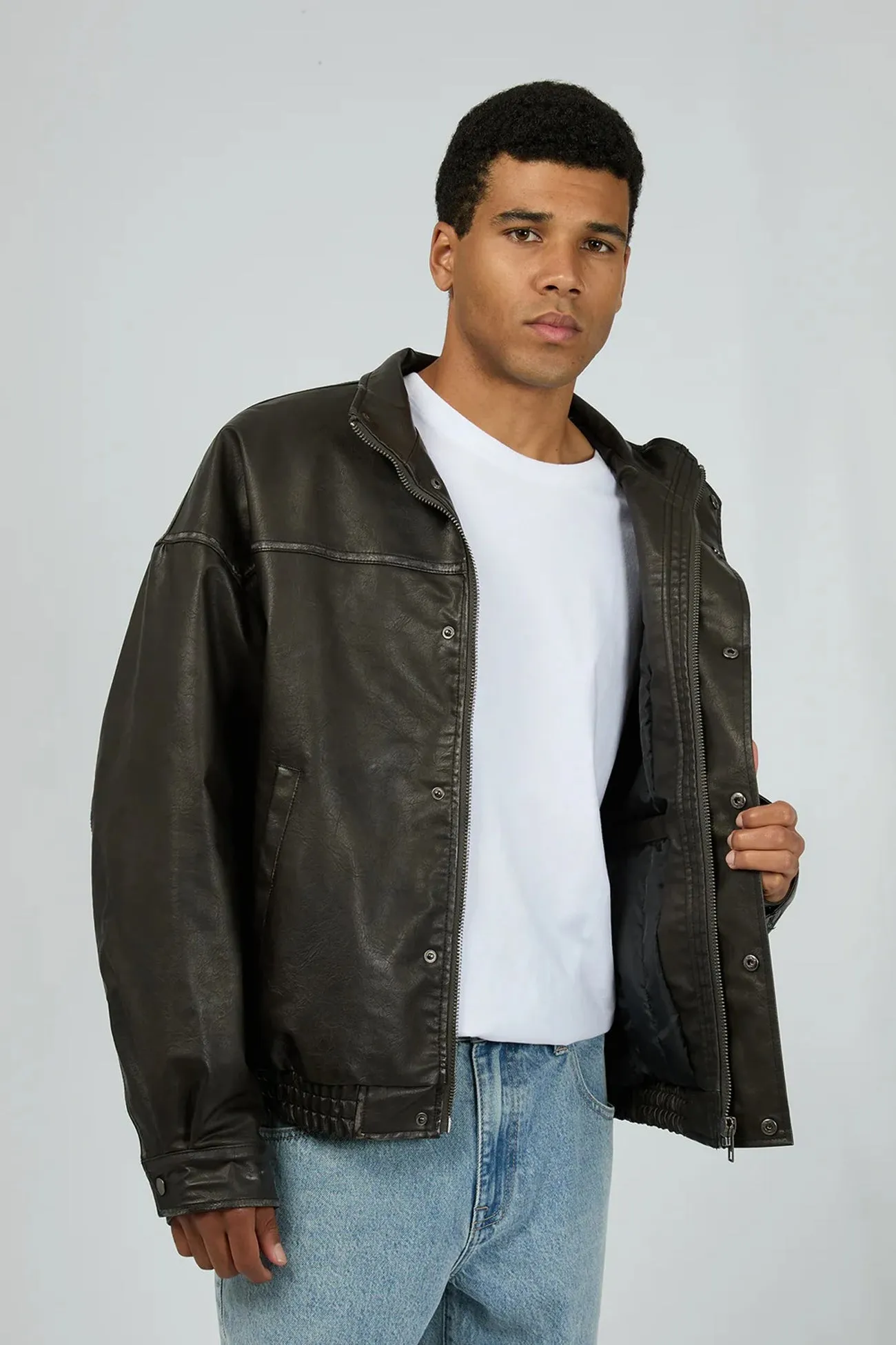 Travel Wardrobe Eco Conscious Production Harley Pleather Jacket Black