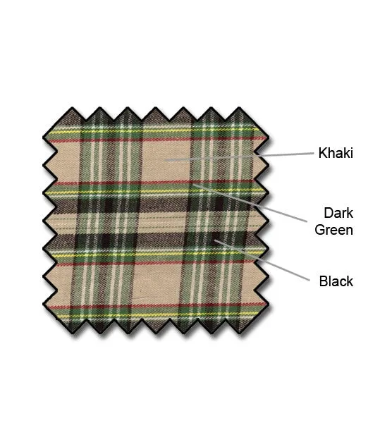 Machine washable Tailored Silhouette Golf Knickers: Mens 'Par 5' Cotton/Ramie Plaid Golf Trousers - Khaki Stewart