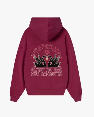 Swans Hoodie Burgundy Leather
