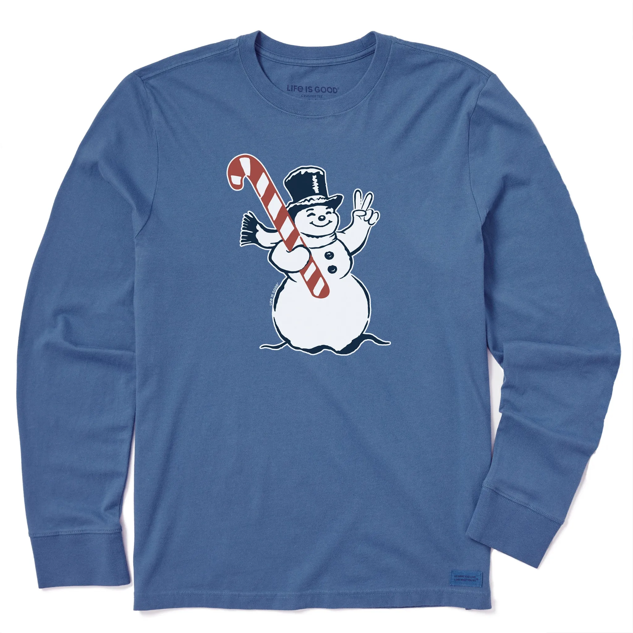 Effortless Comfort Design Casual Chic Wear Men's Retro Peace Snowman Long Sleeve Crusher Tee