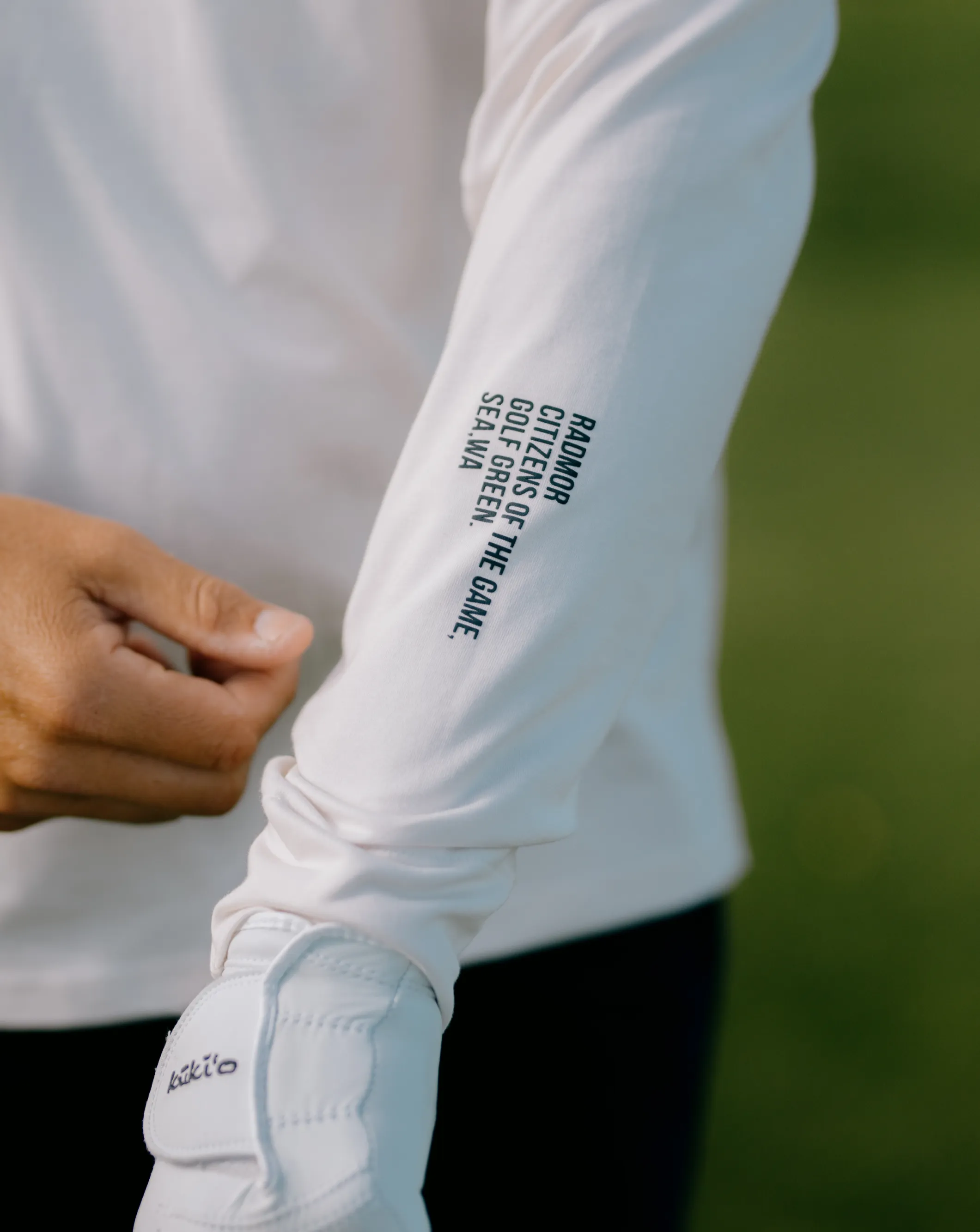 RADMOR Chappie Recycled 1/4 Zip - Snow White / Navy Comfortable Stretch Summer Comfort